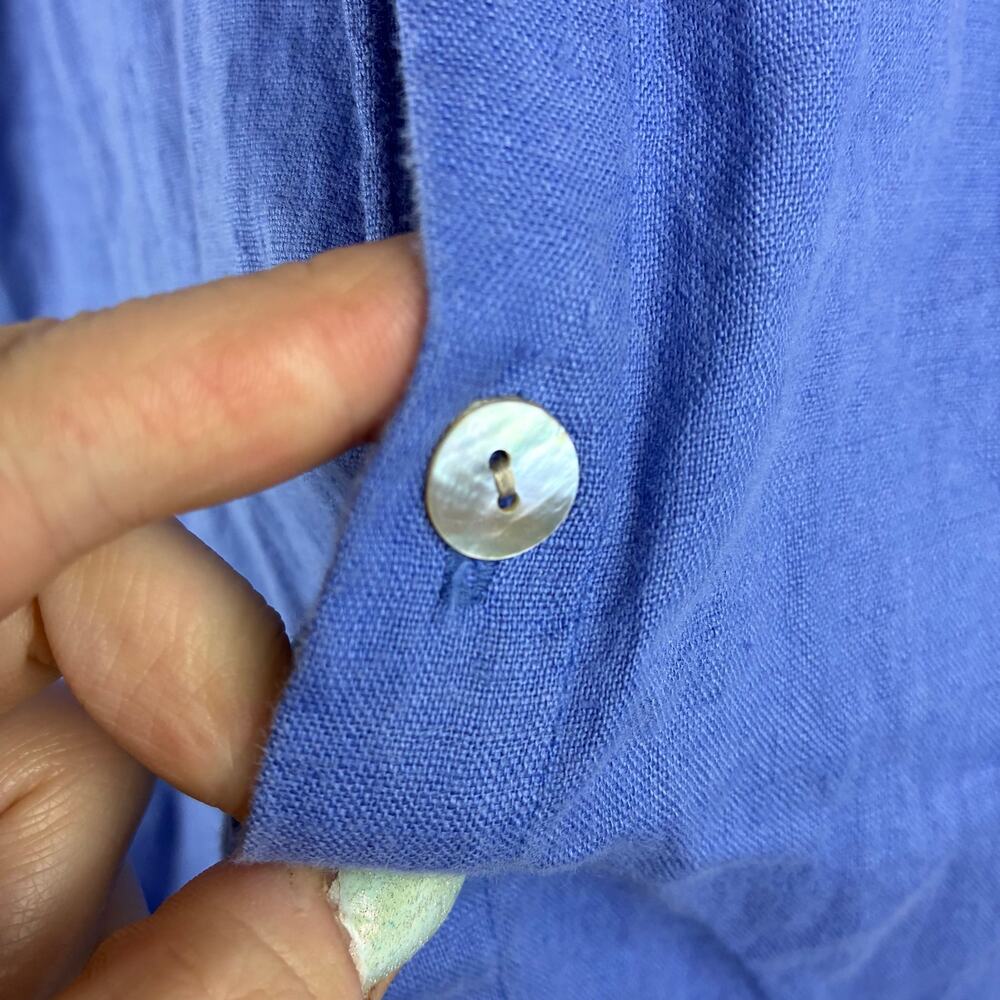 Vtg Chicos 100% Linen Sleeveless Button Up Blouse Women’s 2/Large Blue Lagenlook - Picture 3 of 8